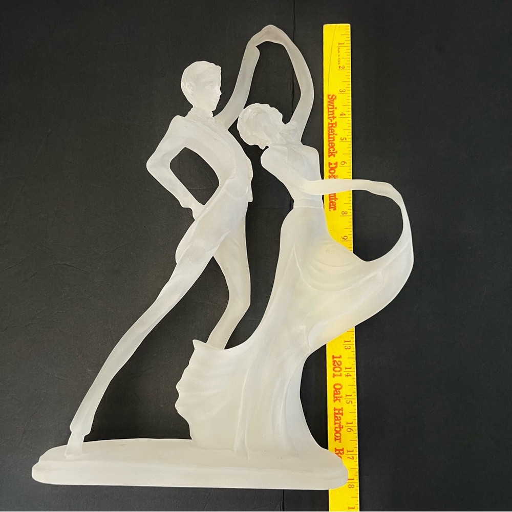 Elegant Dancing Couple Sculpture Frosted 18” - Picture 2 of 7